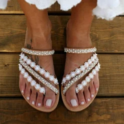 Damesschoenen*JOURNI - Stijlvolle zomerse pantoffels voor vrouwen Wit