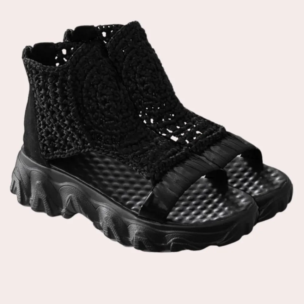 Damesschoenen*Juanita - Dames Stijlvolle Gevlochten Zomersleehakken