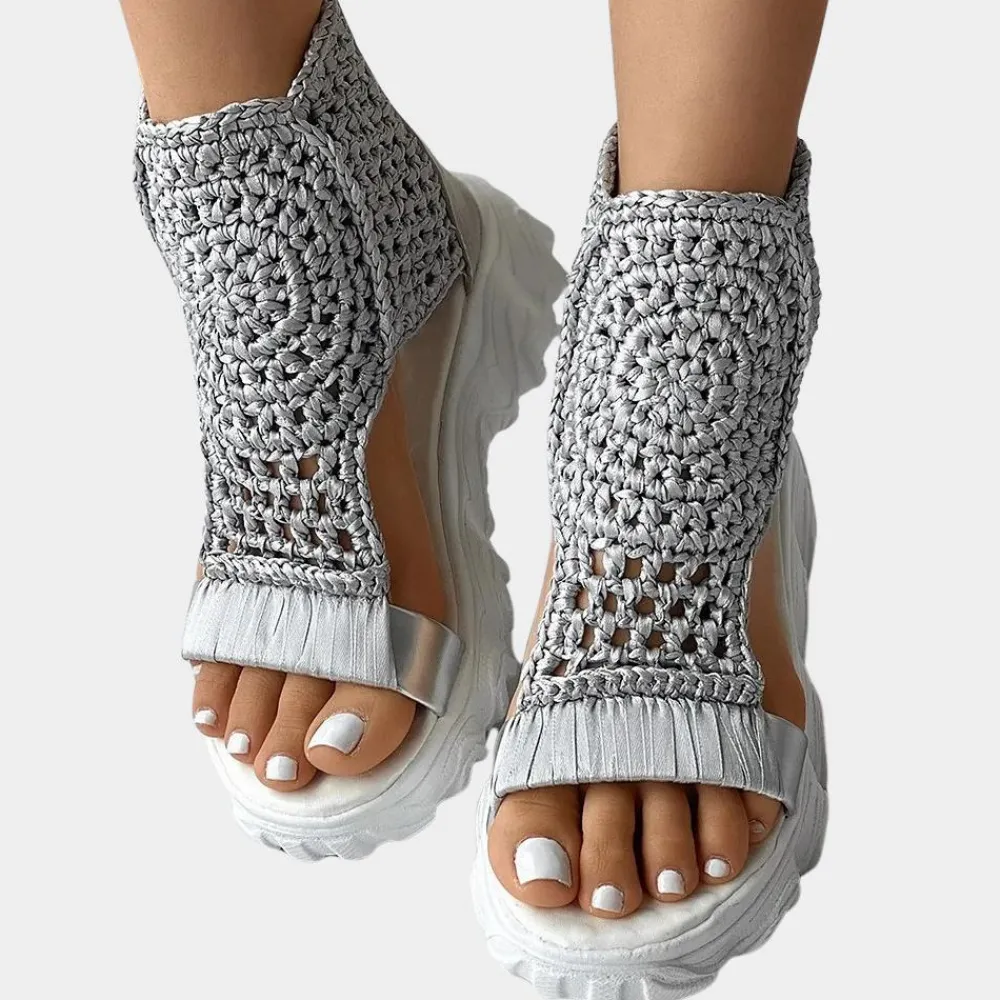 Damesschoenen*Juanita - Dames Stijlvolle Gevlochten Zomersleehakken