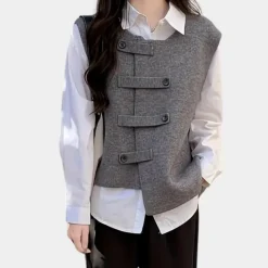 Truien & Vesten Dames*JUDY - Modieus Zomervest voor Dames Grijs