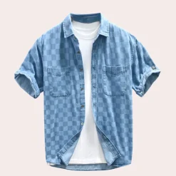 Shirts Heren*Julian - Stijlvol zomer overhemd met halve mouwen voor heren