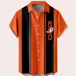 Shirts Heren*Jure - Zomerse Halloween Shirt voor mannen met korte mouwen Oranje