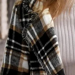 Jassen Dames*Kaia - Comfortabele geruite damesjas voor elke dag, perfect voor de lente en zomer. Geruit Zwart