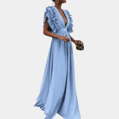 Jurken & Jumpsuits Dames*Kailey - Zomerse damesjurk met mouwen met ruches