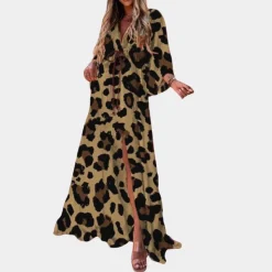 Jurken & Jumpsuits Dames*Kaitlin - Stijlvolle dames maxi-jurk met v-hals voor de zomer