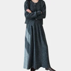 Sets Dames*KALEA - Luchtige Gebreide Dames Set met Rok voor Zomer Donkergrijs