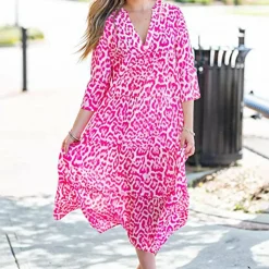 Jurken & Jumpsuits Dames*KALI - Stijlvolle lange zomerjurk Roze