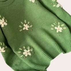 Truien & Vesten Dames*KALINA - Romantische Dames Zomertrui met Fijn Borduurwerk Groen