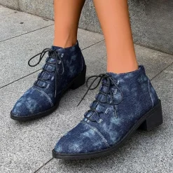 Damesschoenen*Kallirhoe - Stijlvolle Zomerse Enkellaarzen voor dames Blauw