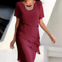 Jurken & Jumpsuits Dames*Karmen - Luxe Chiffon Midi Dress met Gelaagde Ontwerpen voor Zomer Elegantie