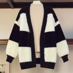 Truien & Vesten Dames*Katelya - Stijlvol gestreept damesvest voor de zomer Zwartwit