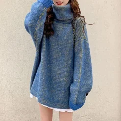 Truien & Vesten Dames*KATHLEEN - Geraffineerde Coltrui voor Dames Blauw