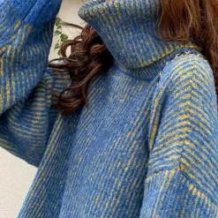 Truien & Vesten Dames*KATHLEEN - Geraffineerde Coltrui voor Dames Blauw