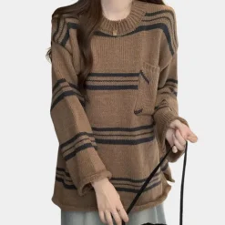 Truien & Vesten Dames*KATHLEEN - Trendy Zomerse Trui voor Dames Bruin