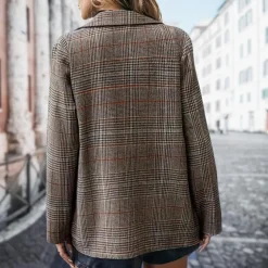 Blazers & Blouses Dames*KATI - Luchtige casual geruite blazer voor dames - Zomereditie Grijs