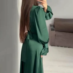 Jurken & Jumpsuits Dames*KEEVA - Zomerse lange jurk voor dames Donkergroen