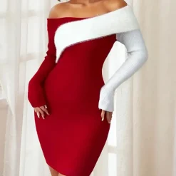 Jurken & Jumpsuits Dames*KENDALL - Geraffineerde Lange Mouw Zomerjurk voor Dames Rood