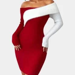 Jurken & Jumpsuits Dames*KENDALL - Geraffineerde Lange Mouw Zomerjurk voor Dames Rood