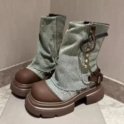 Damesschoenen*KEONA - Stijlvolle Denim Laarzen voor Dames - Perfect voor de Zomer