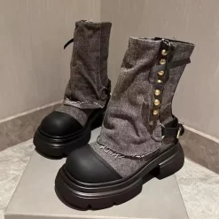 Damesschoenen*KEONA - Stijlvolle Denim Laarzen voor Dames - Perfect voor de Zomer