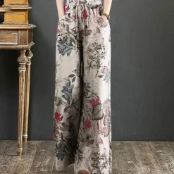 Broeken & Rokken Dames*Kirsi - Elegante wijde zomerbroek met bloemenprint