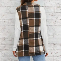 Truien & Vesten Dames*Klaudia - Stijlvol geruit damesvest voor de lente en zomer Bruin