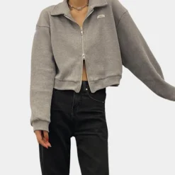 Jassen Dames*Kort damesjack met rits voor de zomer