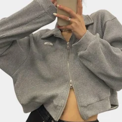 Jassen Dames*Kort damesjack met rits voor de zomer