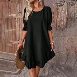 Jurken & Jumpsuits Dames*KYLEE - Stijlvolle zomerse pofmouwjurk