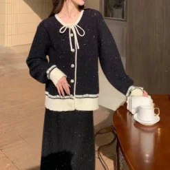 Sets Dames*LAIA - Luxe Gebreide Zomerset voor Dames Zwart