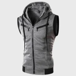 Jassen Heren*Launo - Zomervest zonder mouwen met capuchon