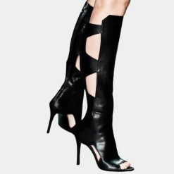 Damesschoenen*Laure - Elegante Hoge Hak Laarzen voor Vrouwen - Zomerse Stijl Zwart