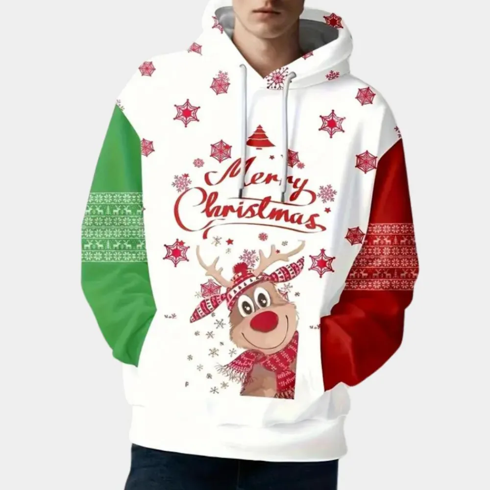 Jassen Heren*LAUREL - Modieuze Kerstmis Hoodie voor Heren Wit