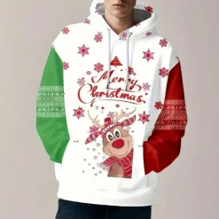 Jassen Heren*LAUREL - Modieuze Kerstmis Hoodie voor Heren Wit