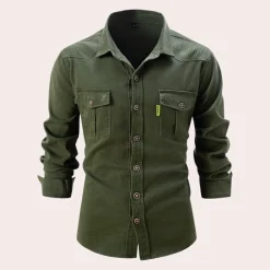 Shirts Heren*Lennard - Herenoverhemd met lange mouwen en borstzakken, perfect voor de zomer