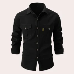 Shirts Heren*Lennard - Herenoverhemd met lange mouwen en borstzakken, perfect voor de zomer