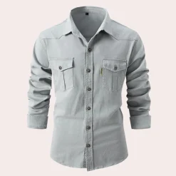 Shirts Heren*Lennard - Herenoverhemd met lange mouwen en borstzakken, perfect voor de zomer