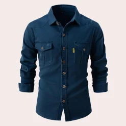 Shirts Heren*Lennard - Herenoverhemd met lange mouwen en borstzakken, perfect voor de zomer