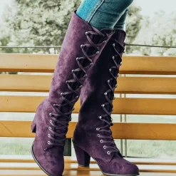 Damesschoenen*LEONA - Zomerse Dameslaarzen met Dikke Hak