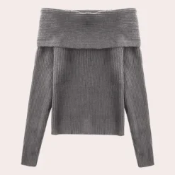 Truien & Vesten Dames*Leorina - Chique Gebreide Off-Shoulder Damestrui voor Lente en Zomer