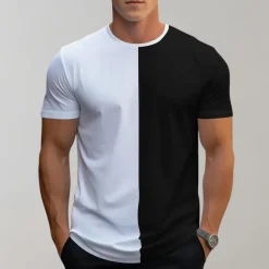 Shirts Heren*Lex - Casual kleurenblok t-shirt voor heren, perfect voor de zomer