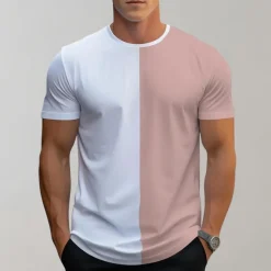 Shirts Heren*Lex - Casual kleurenblok t-shirt voor heren, perfect voor de zomer