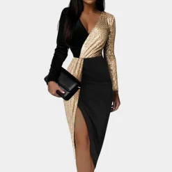 Jurken & Jumpsuits Dames*Liana - Elegante en stijlvolle damesjurk voor de zomer Goud / Zwart