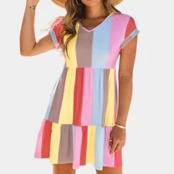 Jurken & Jumpsuits Dames*Lichtgewicht en kleurrijke damesjurk voor de zomer