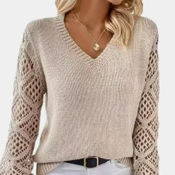 Truien & Vesten Dames*Liege - Uitgeholde damestrui voor de zomer Abrikoos