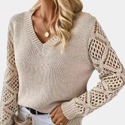 Truien & Vesten Dames*Liege - Uitgeholde damestrui voor de zomer Abrikoos