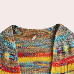 Truien & Vesten Dames*Lina - Kleurrijk gebreid damesvest met V-hals voor de zomer