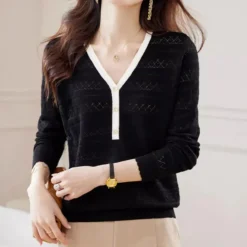 Truien & Vesten Dames*Lioren - Elegante dames zomertrui met diepe V-hals