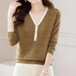 Truien & Vesten Dames*Lioren - Elegante dames zomertrui met diepe V-hals