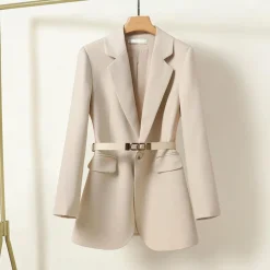 Jassen Dames*LISA - Luchtige lange blazer met riem voor dames, perfect voor de zomer